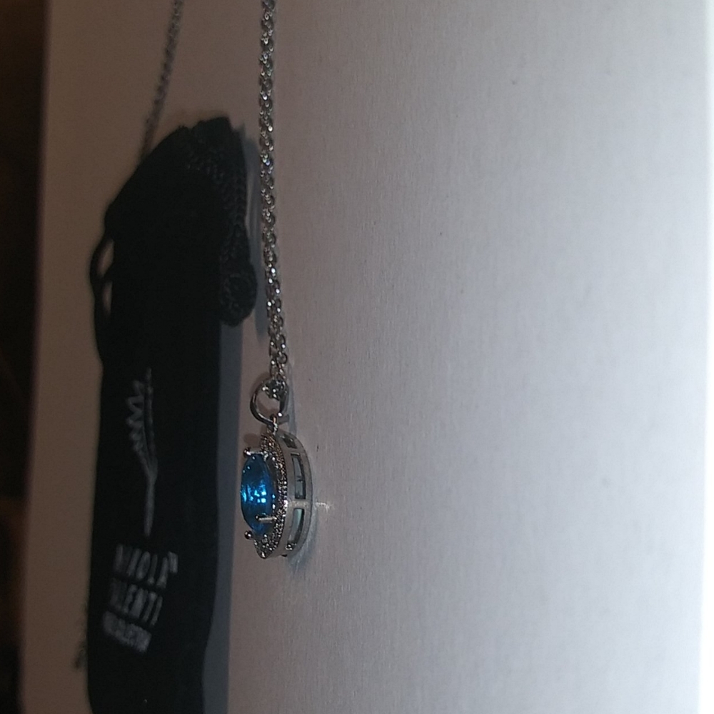 Nikola Valenti white gold plated Austrian blue gem - Picture 11 of 15